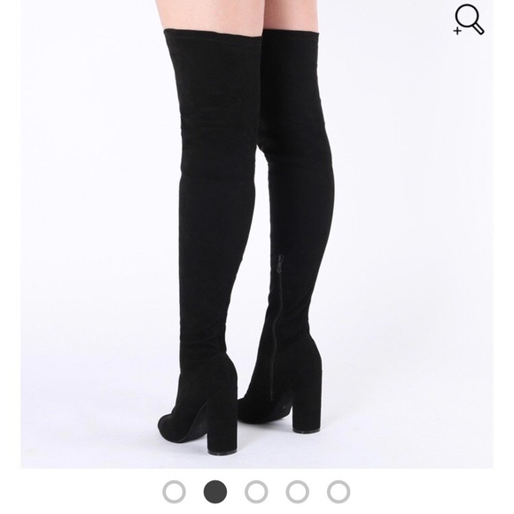 BLACK THIGH HIGH BOOTS SZ 9 - Picture 4 of 4